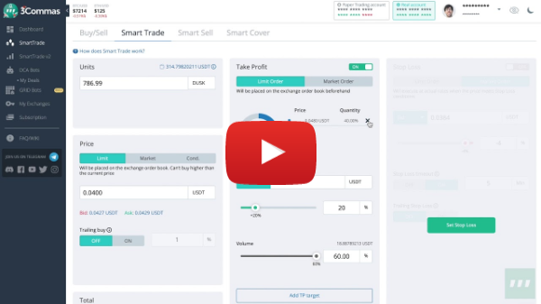 Smart trade terminal. Trade on 3Commas.io